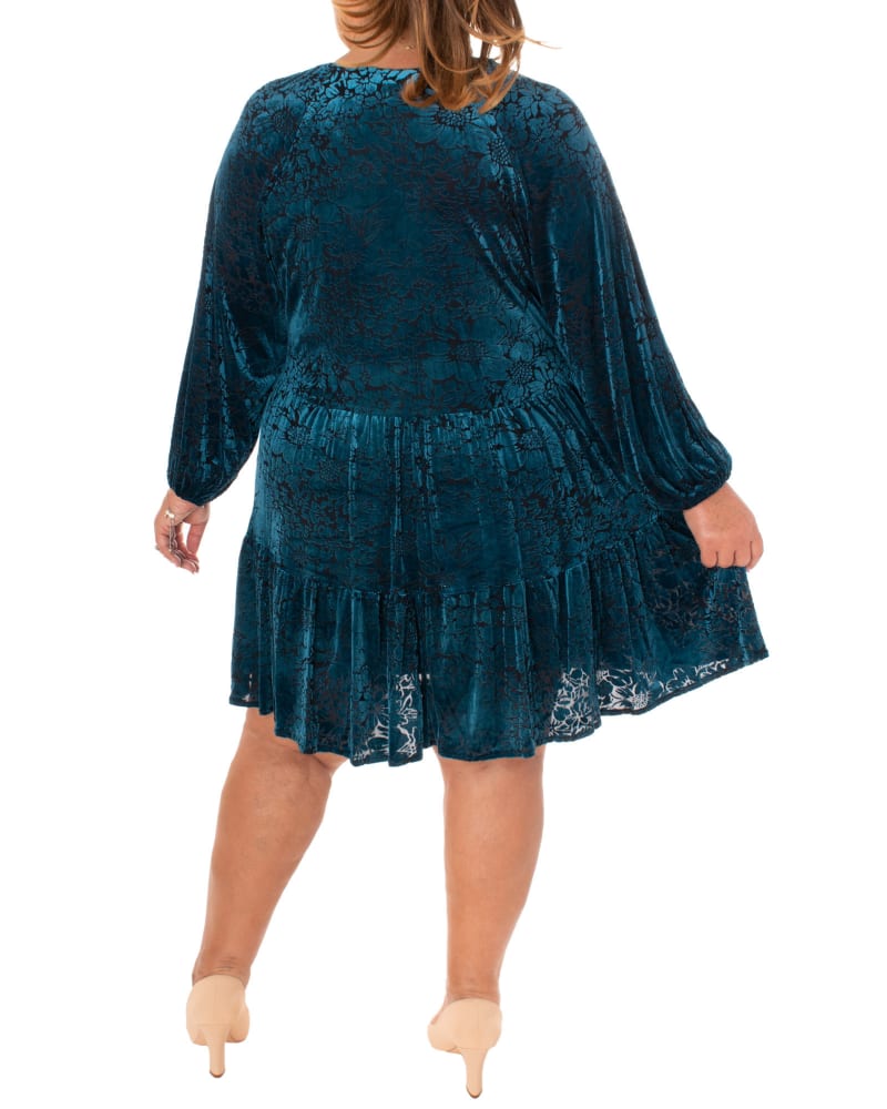 VELVET BURNOUT SILKY DENIER FULLY LINED DRESS AEGEAN BLAC